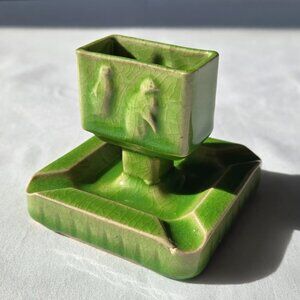 Vintage Ceramic Ashtray with matchbox holder